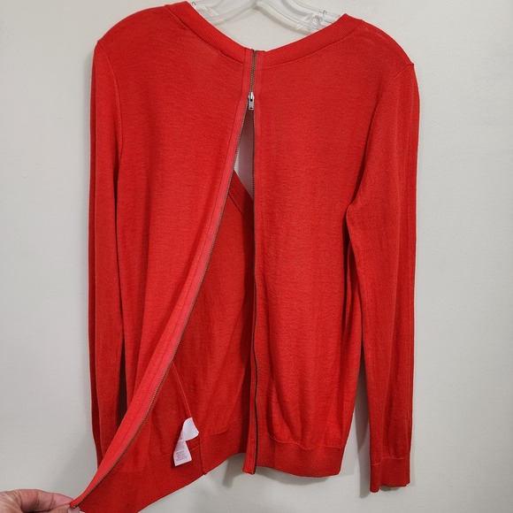 Cabi Cobblestone button front cardigan fiery red with back full zipper womans XS - Picture 4 of 7